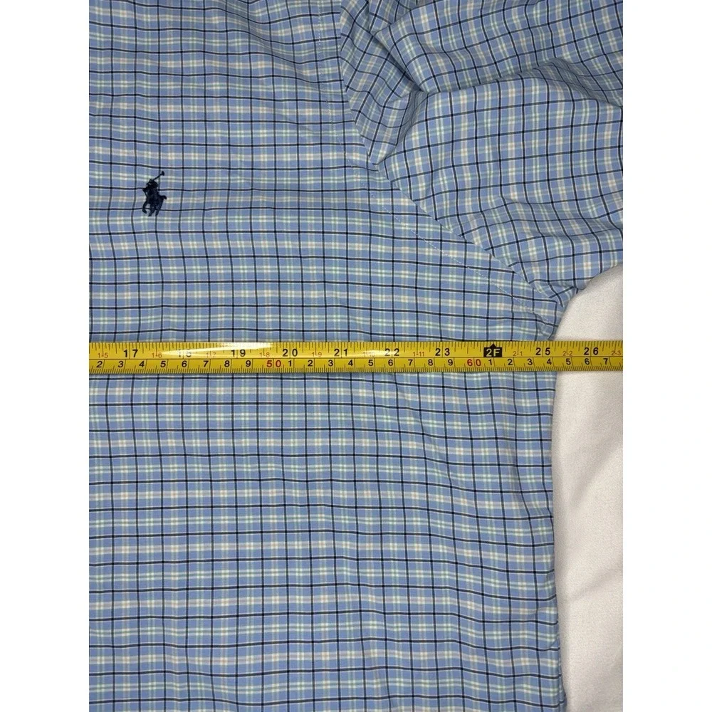 Polo Ralph Lauren Mens Shirt Performance Blue Plaid XL Classic Fit Long Sleeve